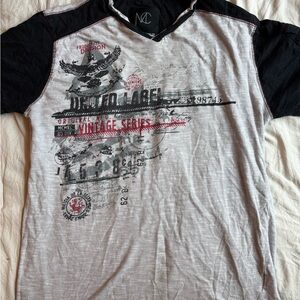 Black and Gray Short Sleeve Graphic Tee